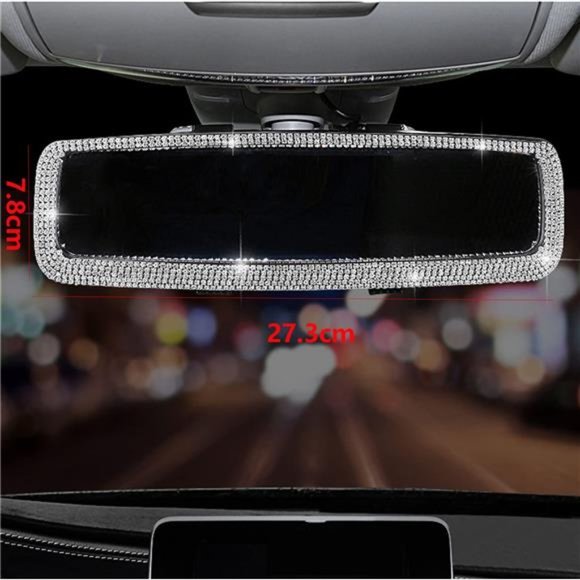 Bling Rhinestone Car Rear View Mirror,Car Rear View Mirror with Crystal Diamonds - Picture 6 of 7